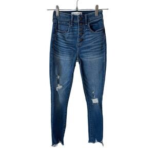 ABERCROMBIE & FITCH Curve Love Super Skinny Ankle High Rise Jeans 23 or 000S Emo